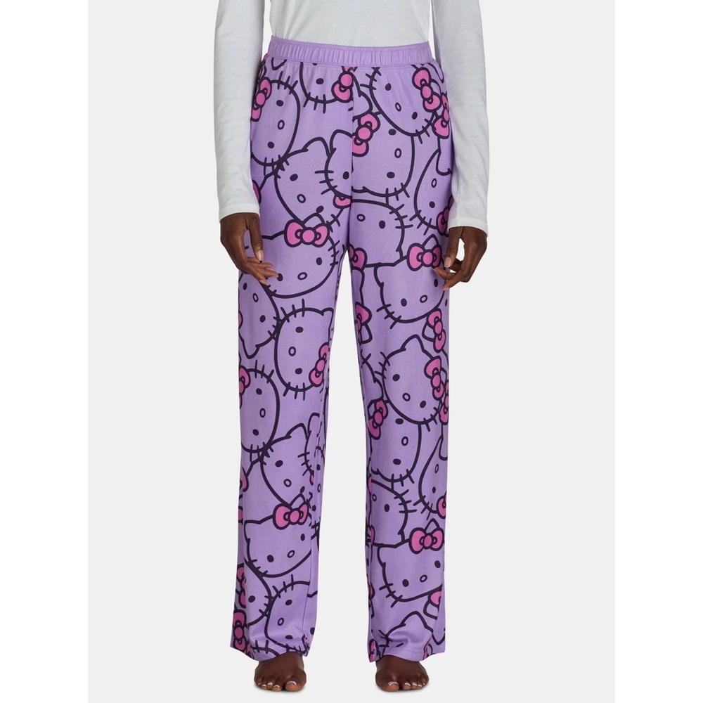 NWT Sanrio Hello Kitty women's soft knit lounge sleep Pants, Purple